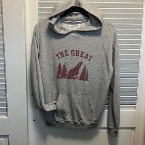 THE GREAT. Gray Hoodie with Red Graphic